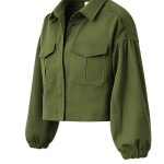 Chaqueta Oasis de Dril para Mujer Beige y Verde Militar